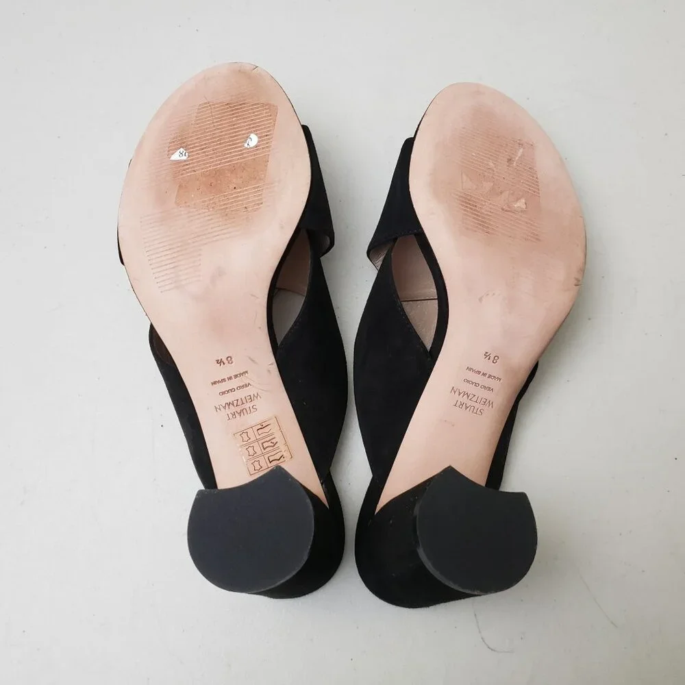 Stuart Weitzman Galene Sandals Black Suede Size 8.5 - Picture 5 of 5